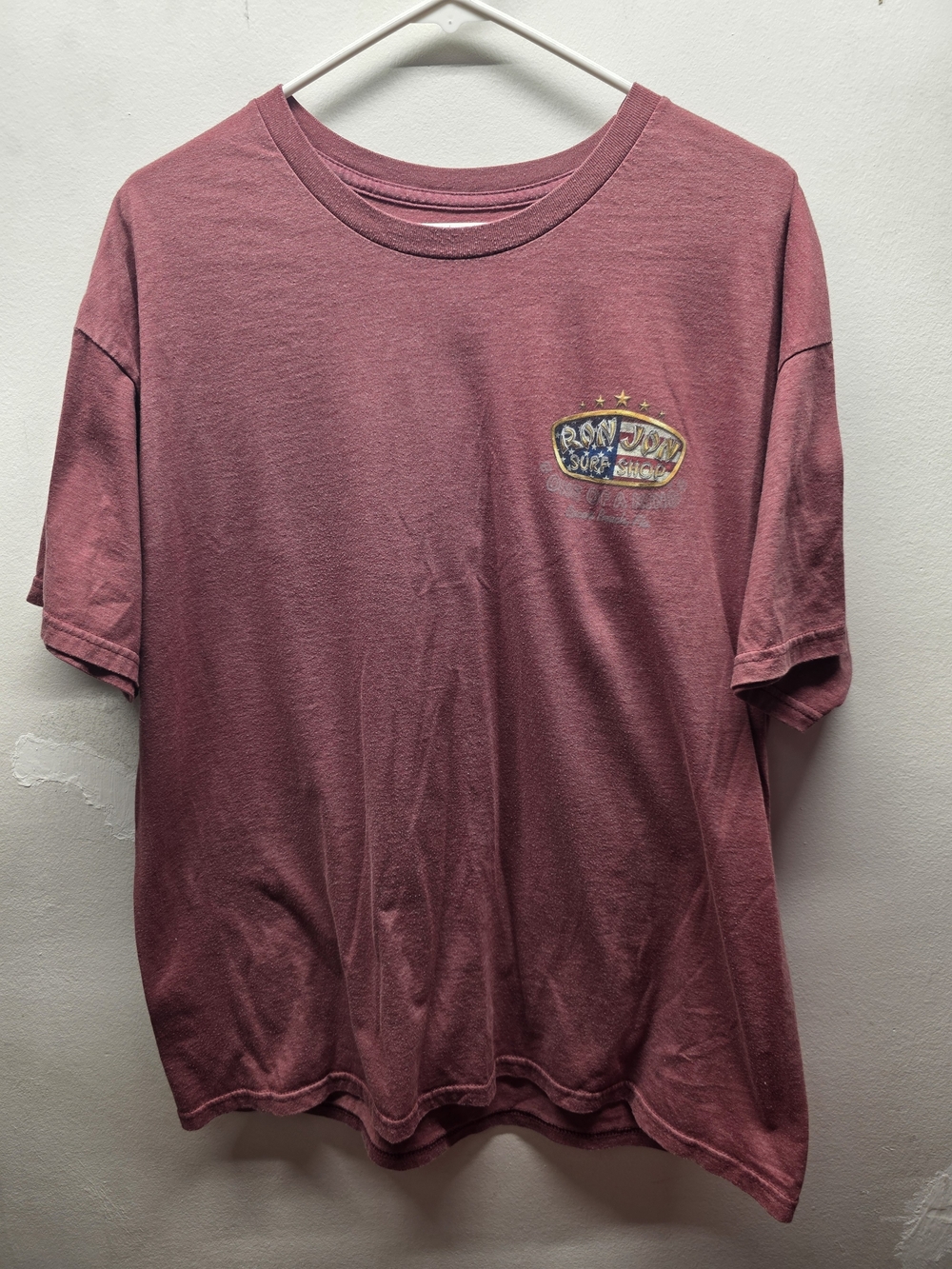 Ron Jon Short Sleeve Crew Tee in Dusty Rose with Chest Logo